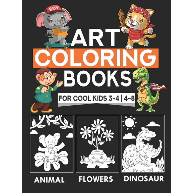 Coloring Books For Kids Ages 8 -12: Animals: Black Background