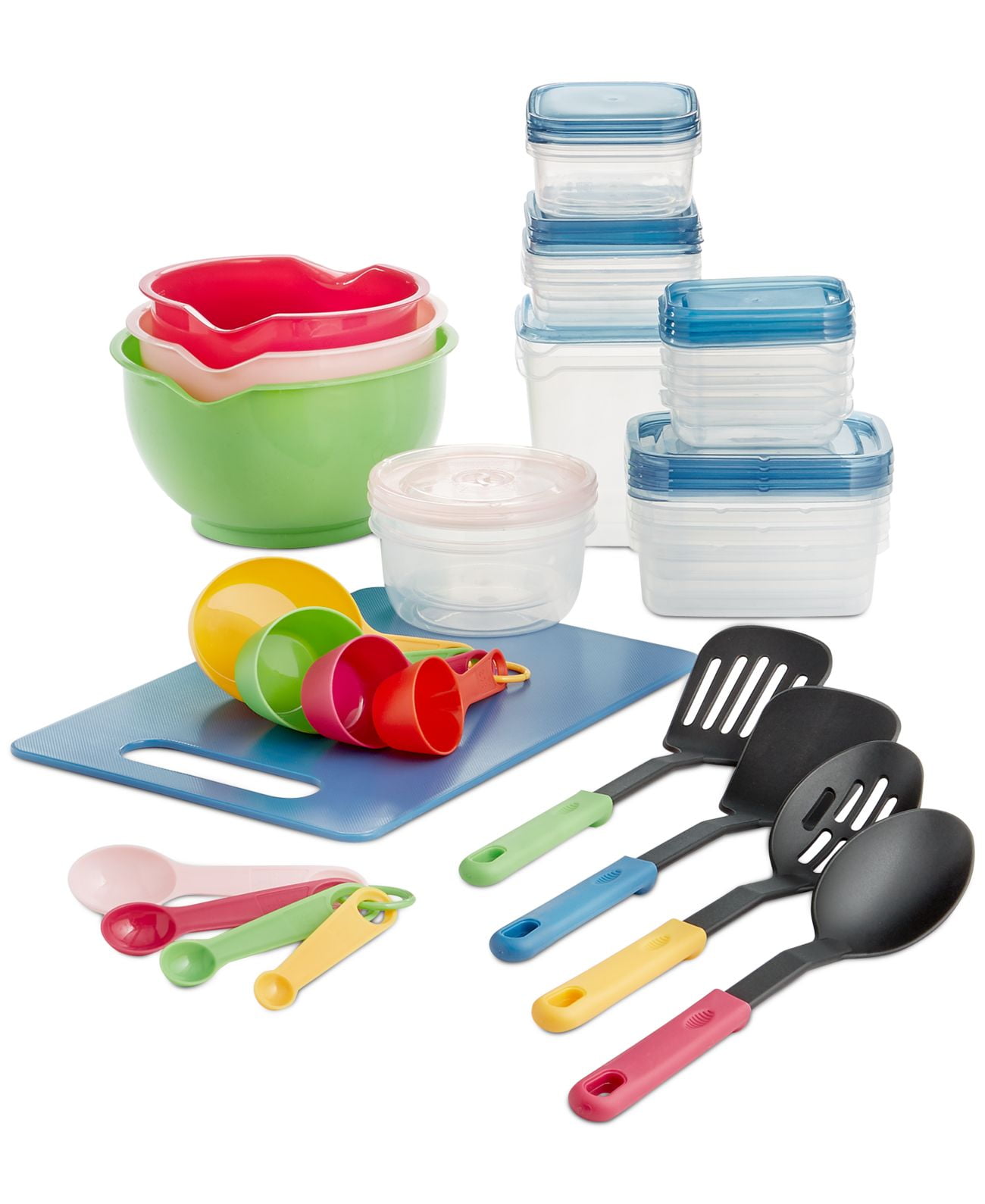 Colorful 50-Piece Kitchen Prep and Storage Set