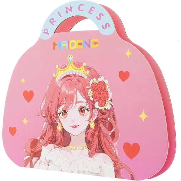 Art Craft Activity for Kids, Dress Up Game Set Princess Fantasy Makeup,Paper Makeup DIY Girls Toy Kit with Diamond Painting, DIY Paper Makeup Arts and Crafts for Kids 4-6(A)