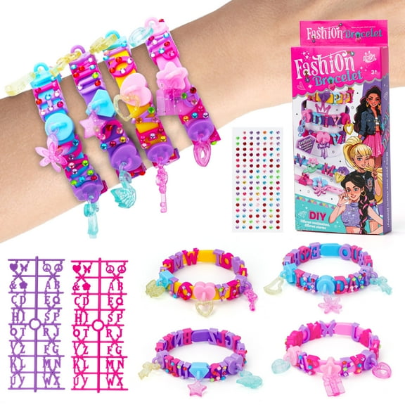 Art & Craft Kits for Kids, DIY Friendship Bracelet Making Kit for Girls, Jewelry Making with Charm & Stickers, Birthday Gifts for Ages 3-6, Toys for Ages 4 5 6 7 8 9 10 Years Old
