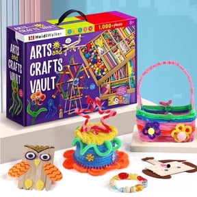 Piano Potato 1000+ Pcs All-in-One Arts and Crafts Vault Kit for Kids - 2-Drawer Organized Storage Cabinet, 30+ DIY Building Projects, STEAM Art Supplies Set Gift for Boys & Girls Ages 8-12