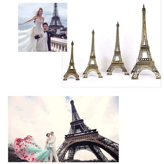 Clispeed Coffee Color Metal Eiffel Tower Figurine Decorative Desk Ornament