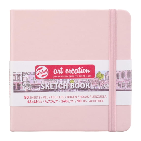 Royal Talens Art Creation Sketchbook, Drawing Notebook, 4.7 x 4.7 inches (12 x 12 cm), Pastel Pink