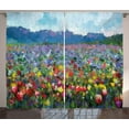 thumbnail image 1 of Ambesonne Art Curtains 2 Panel Set, Rural Landscape Tulip, 108" x 108", Multicolor, 1 of 3