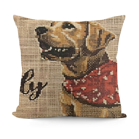Art Cute Animal Pet Dog Shadow Pattern Throw Pillow Covers Retro Wooden Background with Inspirational Quote Cushion Cover Home Decor
