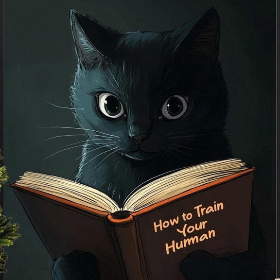 Art Cute Black Cat Reading Book Wall Art Poster, Cat Lover Pet Home Decor, Feline Themed Prints, Cat Art Posters &, Housewarming Ideas UNFRAMED