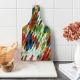 thumbnail image 1 of Art Cutting Board, Diagonal Geometric Shapes Abstract Colorful Modern Design Vibrant Graphic Print, Decorative Tempered Glass Cutting and Serving Board, Wine Bottle Shape, Multicolor, by Ambesonne, 1 of 1