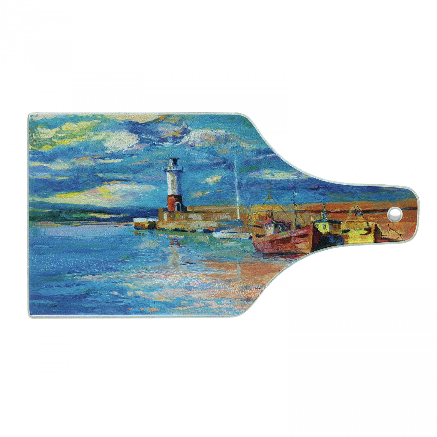 Multicolor Tempered Glass Lighthouse Art Cutting Board