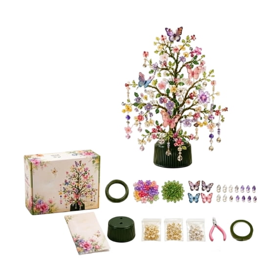 Art DIY Beaded Tree Craft Kit, Handmade Desktop Decorative Ornament Set with All Tools & Accessories, Art Craft Project for Home Decor, Stress Relief & Holiday Gifting