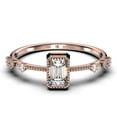 thumbnail image 1 of Art Deco 1.25 Carat Emerald Cut Diamond Moissanite Thin Engagement Ring, Slim Wedding Ring in 10k Solid Rose Gold, Gift For Her Gift For Wife, Holiday Gift, Promise Ring, Anniversary Ring, 1 of 3
