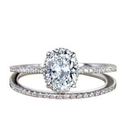 JEENJEWELS Art Deco 1.25 Carat Oval Cut Moissanite Diamond Wedding Ring Set