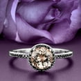 thumbnail image 1 of Art Deco 1.50 Carat Round Cut Morganite And Diamond Moissanite Engagement Ring Wedding Ring in 925 Sterling Silver With White Gold Plating, Gift For Her, Feminine Gift, Promise Ring, Anniversary Gift, 1 of 3