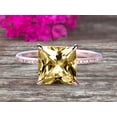 thumbnail image 1 of Art Deco 1.75 Carat Champagne Diamond Moissanite 6mm Princess Cut Engagement Ring Wedding Ring On 10k Rose Gold, 1 of 6
