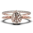 thumbnail image 1 of Art Deco 1.75 Carat Vintage Pear Cut Morganite And Diamond Moissanite Engagement Ring Set, Wedding Ring In 10K Solid Rose Gold, Gift For Her Promise Ring Anniversary Ring, 1 of 3