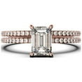 thumbnail image 1 of Art Deco 2.00 Carat Emerald Cut Diamond Moissanite Engagement Ring Set, Wedding Ring In 10K Solid Rose Gold, Feminine Gift, Promise Ring, Anniversary Gift, 1 of 4