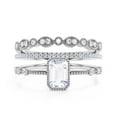 thumbnail image 1 of Art Deco 2.25 Carat Emerald Cut Diamond Moissanite Thin Engagement Ring, Slim Wedding Ring in 10k Solid White Gold, Gift For Her, Trio Rings Set, Holiday Gift, Promise Ring, Anniversary Ring, 1 of 3