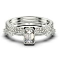 thumbnail image 1 of Art Deco 2.25 Carat Emerald Cut Diamond Moissanite Thin Engagement Ring, Slim Wedding Ring in 10k Solid White Gold, Trio Rings Set, Holiday Gift, Promise Ring, Anniversary Ring, 1 of 4