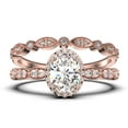 thumbnail image 1 of Art Deco 2.25 Carat Oval Cut Diamond Moissanite Classic Engagement Ring, Halo Wedding Ring in 10k Solid Rose Gold, Gift For Her, Wife Gift, Anniversary Ring, Bridal Set, Matching Band, 1 of 4