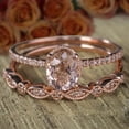 thumbnail image 1 of Art Deco 2.25 carat 8x6mm Oval cut Solitaire Morganite Bridal Wedding ring Set with in Sterling Silver 18k Rose Gold Plating, 1 of 3