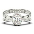 thumbnail image 1 of Art Deco 2.75 Carat Oval Cut Diamond Moissanite Classic Engagement Ring, Halo Wedding Ring in 925 Sterling Silver With 18k White Gold Plating Gift For Her, Trio Set, Matching Band, 1 of 4