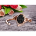 thumbnail image 1 of Art Deco 2 Carat 8x6mm Oval Cut Black Diamond Moissanite Engagement Ring Wedding Set On 10k Rose Gold Shining Startling Ring Anniversary Gift, 1 of 5