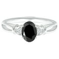 thumbnail image 1 of Art Deco 2 Ctw Oval Black Spinel Gemstone 925 Sterling Silver Women Engagement Ring, 1 of 4
