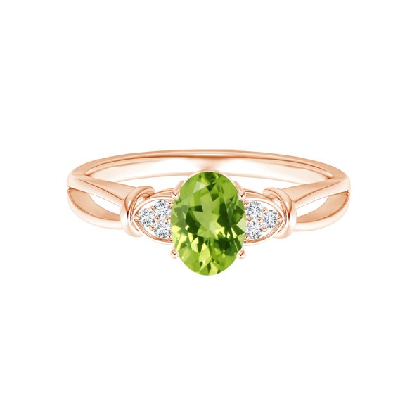 Art Deco 2 Ctw Oval Peridot Gemstone 925 Sterling Silver Rose Plated Women Ring