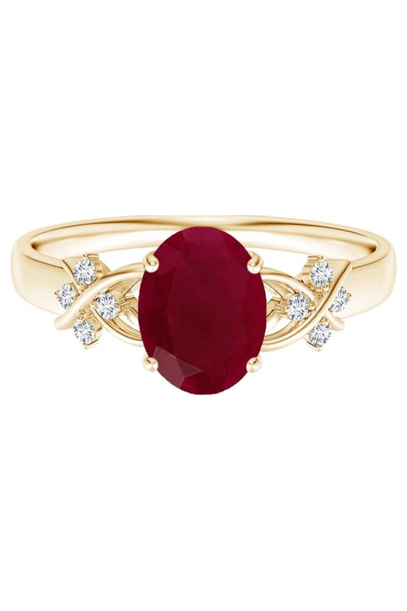 Art Deco 2 Ctw Oval Ruby Gemstone 925 Sterling Silver Women Wedding Ring