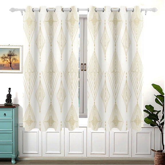 Art Deco 63x55in Window Curtain Panels 63x55in 2-Piece Heavy Duty 80% Light Blocking