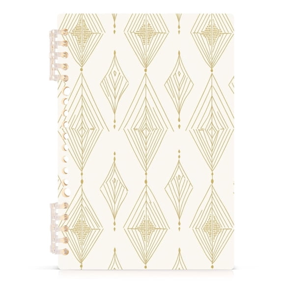 Art Deco A5 8.3x5.7in PP Notebook, Adjustable Rings, 60 Sheets, Diary or Journey Note