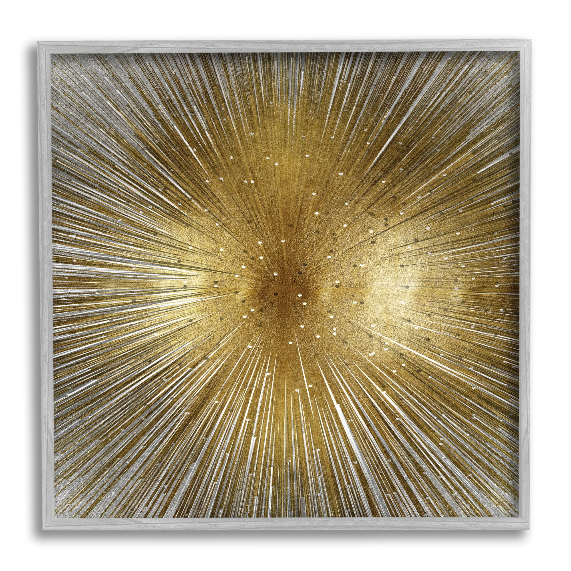 Art Deco Abstract Sunburst Lines Polka Dots Abstract Framed Art Print Wall Art, 17x17