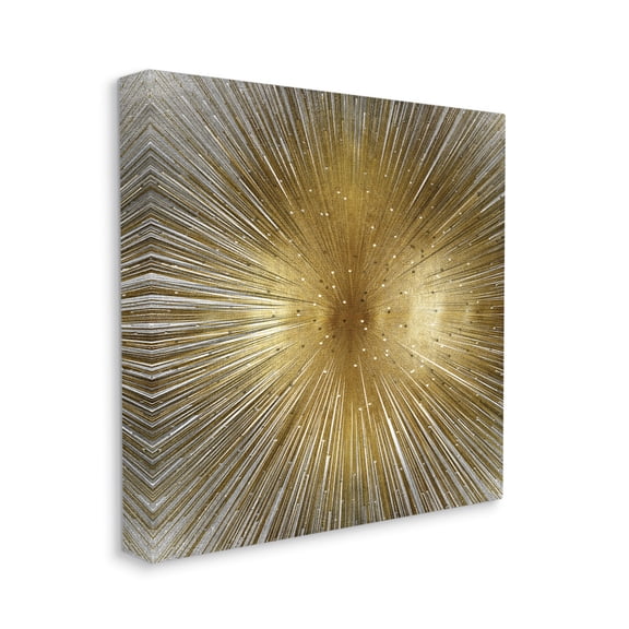 Art Deco Abstract Sunburst Lines Polka Dots Abstract Gallery-Wrapped Canvas Print Wall Art, 17x17