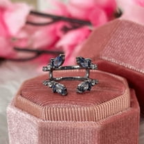 Art Deco Alexandrite Ring Enhancer- Open Ring Guard in 14K Black Gold Vermeil- Gothic Ring Wrap