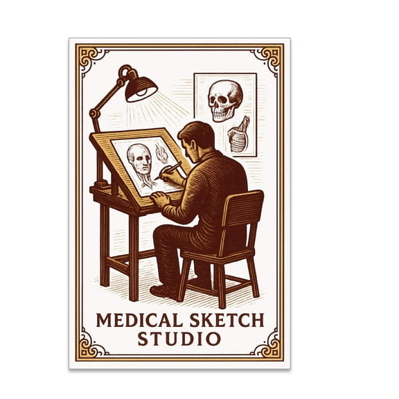 Art Deco Anatomical Heart Poster - Science Enthusiast - 13x19 Poster Print