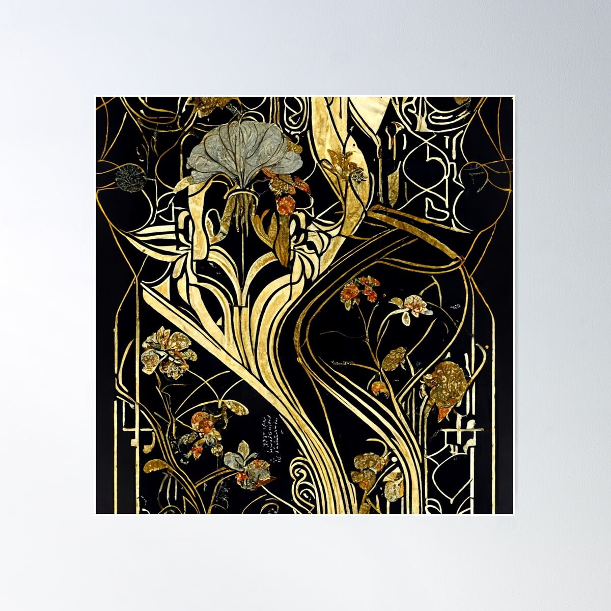 Art Deco And Kintsugi Inspired Digital Design Poster Wall Art, Modern Wall Decor For Living Room ...