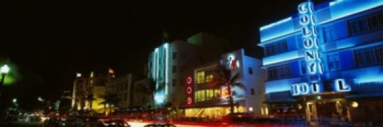 Art Deco Architecture Miami Beach FL Canvas Art - Panoramic Images (36 x 12)