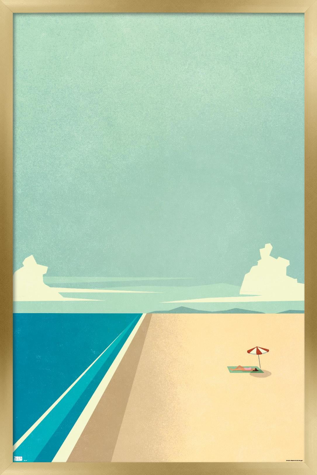 Art Deco - Beach Wall Poster, 22.375" x 34", Framed