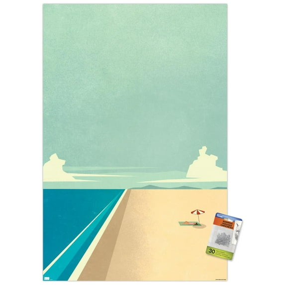 Art Deco - Beach Wall Poster with Push Pins, 22.375" x 34"