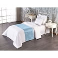 thumbnail image 1 of Art Deco Bed Runner, Classic Semi Circle Fan Like Motif Ornaments Geometric Vintage Scales, Decorative Accent Bedding Scarf for Hotels Homes & Guest Rooms, Twin, Pale Blue and White, by Ambesonne, 1 of 3