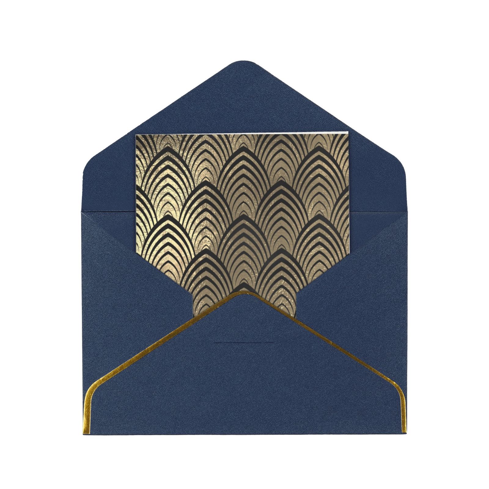 Art Deco Black Champaigne Gold Scales Seashells Birthday Cards Blank