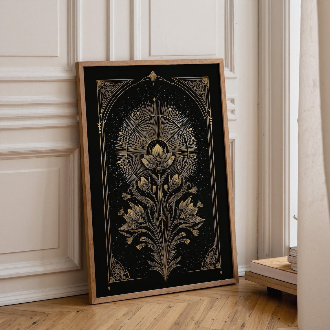 Curated visual reference: Fresh Look at Art Deco Botanical Gold Floral Vintage Inspired Wall Decor Unframed