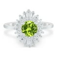thumbnail image 1 of Art Deco Bridal Ring Baguette Simulated Peridot CZ 925 Sterling Silver size 5, 1 of 6