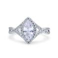 thumbnail image 1 of Art Deco Bridal Wedding Engagement Ring Marquise Simulated CZ 925 Sterling Silver Size 10, 1 of 5