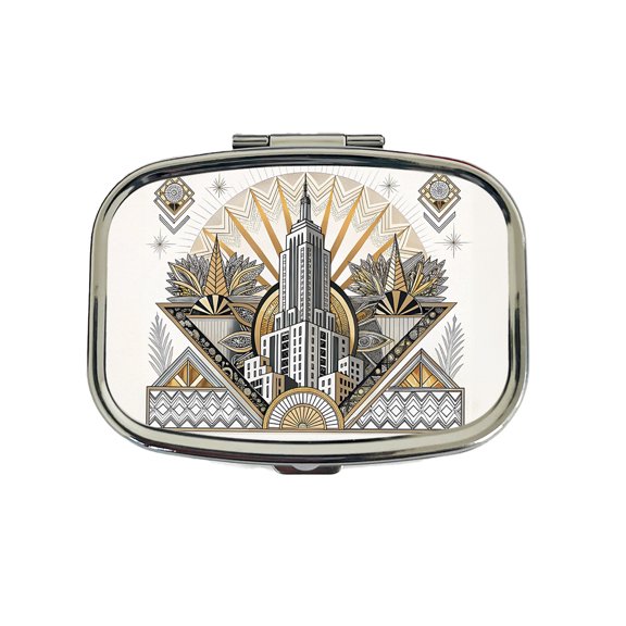 Art Deco Building Architectural Design Small Travel Handbag Pill Box Case