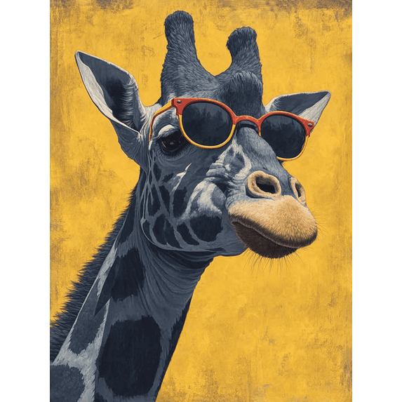 Art Deco Cartoon Giraffe Ink Canvas Black Accent Bedroom Kitchen Hotel Cafe Office Home Wall Decor