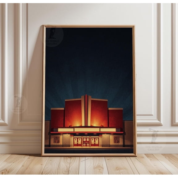 Art Deco Cinema Poster Vintage Theater Wall Art Cinema Room Decor Art, Unframed Poster
