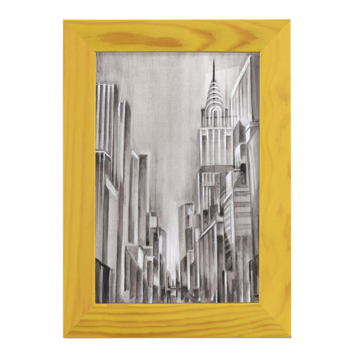 Art Deco Cityscape I -Framed Print w/glass-Sunflower Yellow