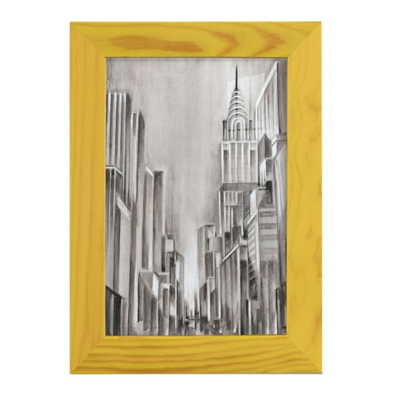 Art Deco Cityscape I -Framed Print w/glass-Sunflower Yellow