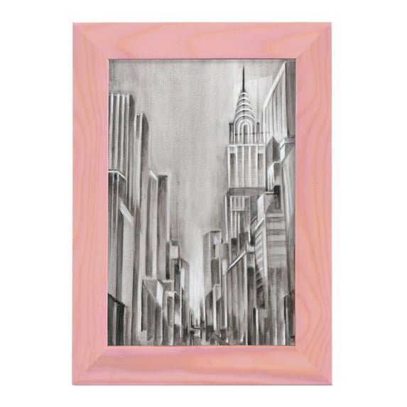 Art Deco Cityscape I -Framed Print w/glass-Sunset Pink