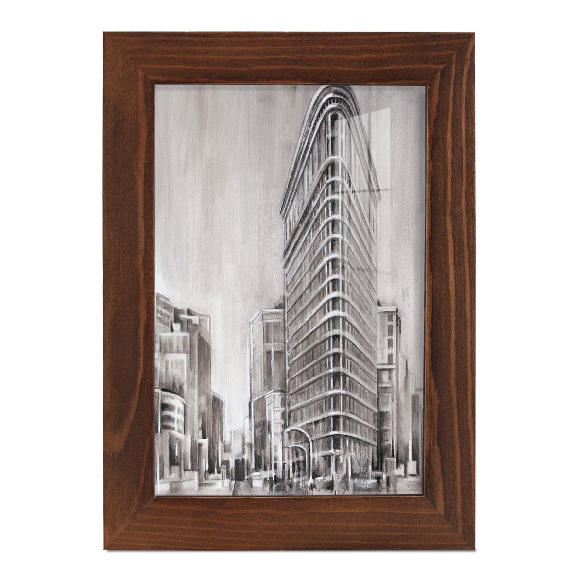 Art Deco Cityscape II -Framed Print w/glass-Chestnut